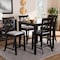 Baxton Studio Chandler Grey Upholstered and Espresso Wood 5-Piece Pub Dining Set 166-10761-9776 - alternate 6